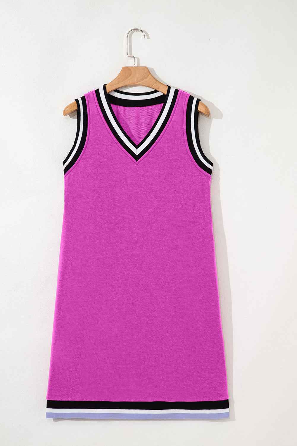 Mint Green Contrast Trim V Neck Sleeveless Mini Dress e31a7975ce9ee85e
