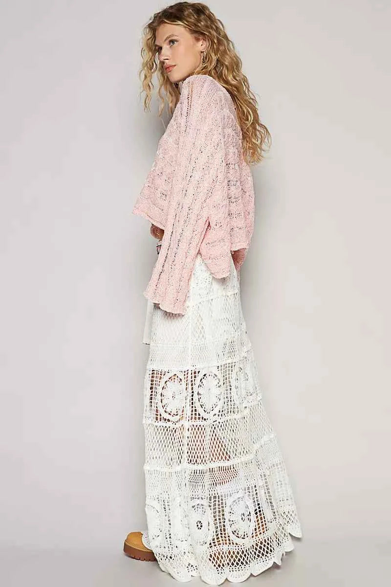 POL Crochet Floral Flared Skirt with Elastic Waist Band e329a0e4-66cb-4f9d-89f8-52fc6ee18edf-Max-Origin