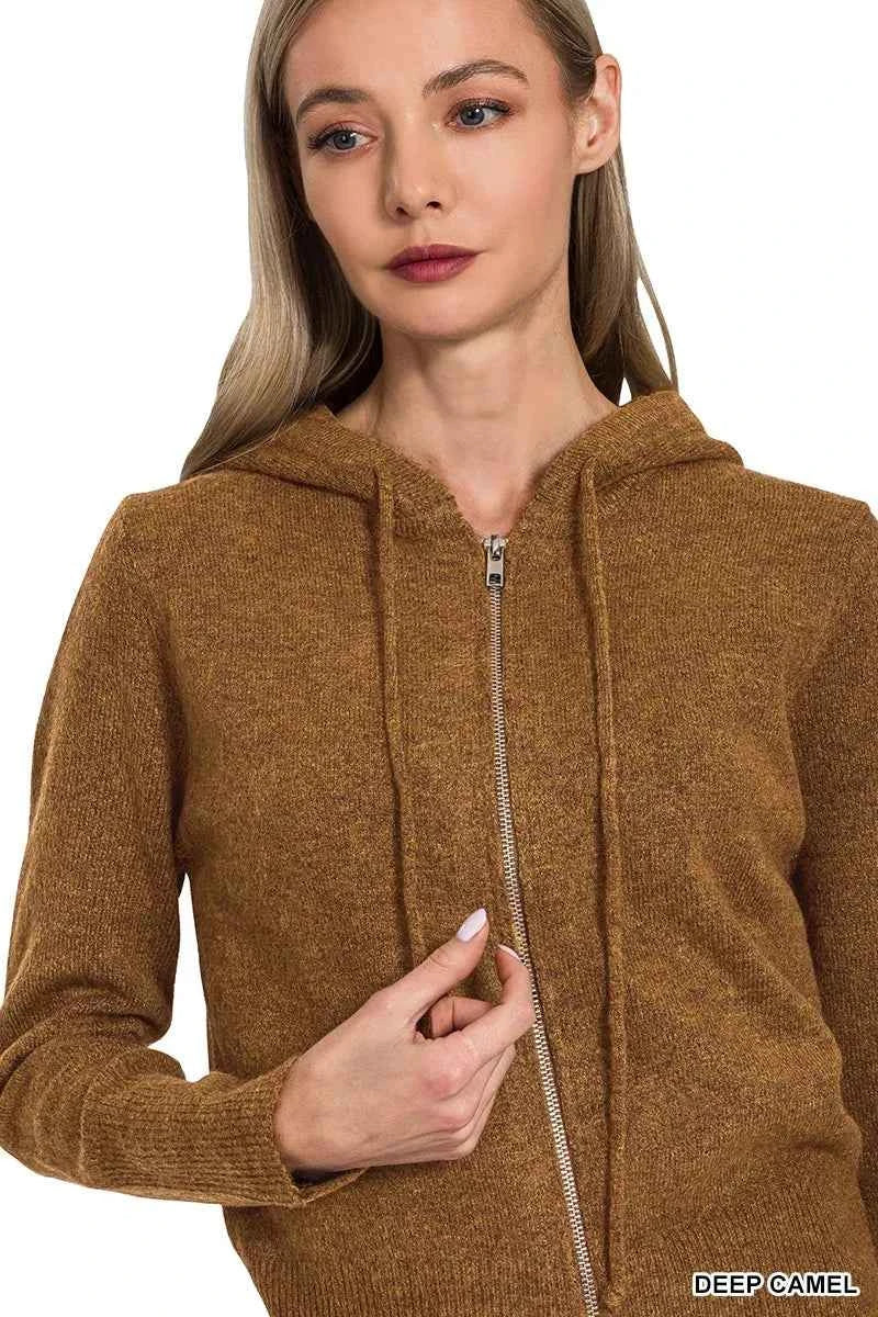 Zenana Drawstring Zip Up Hooded Cardigan e330a43f940742a094fa342297017134-Max-Origin