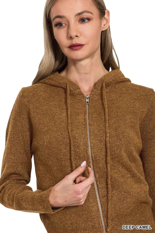 Zenana Drawstring Zip Up Hooded Cardigan e330a43f940742a094fa342297017134-Max-Origin