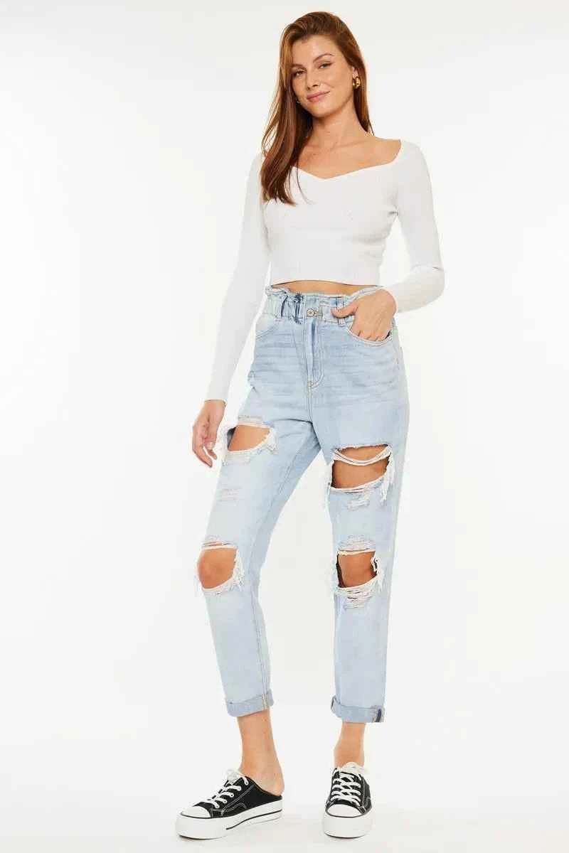 Kancan Open Pack Paperbag Mom Jeans LIGHT e33aead5970d4c0b8a482459d6908836-Max-Origin