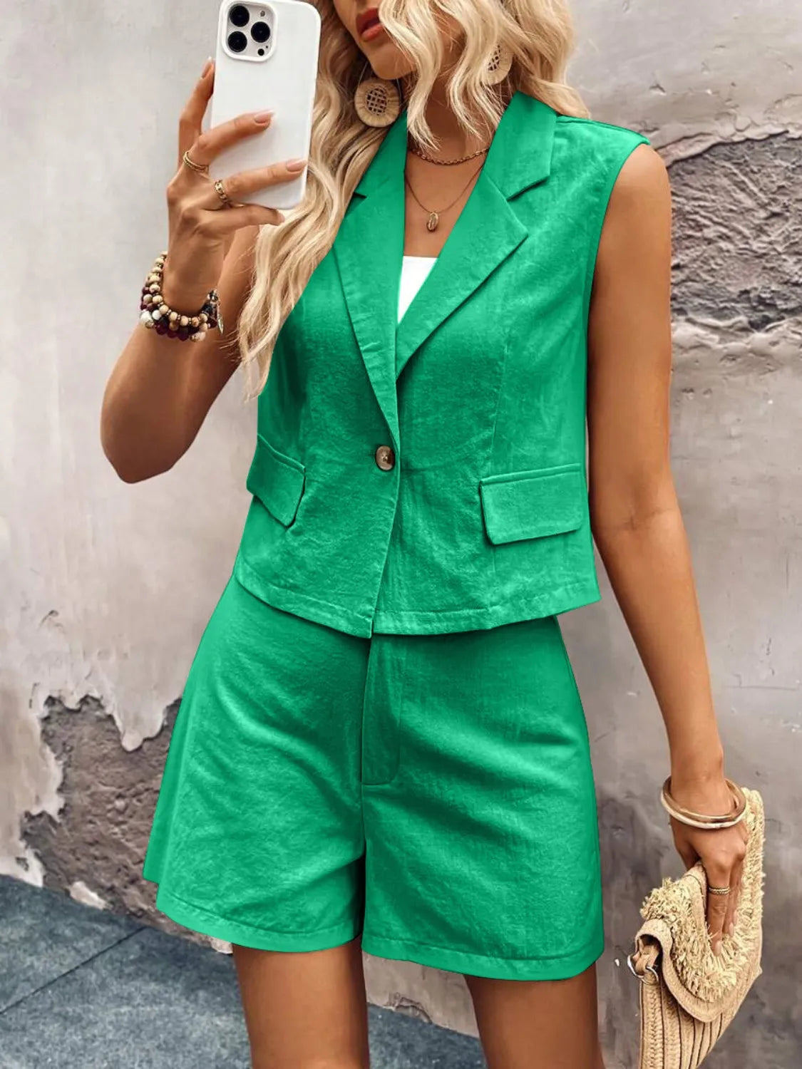 One Button Sleeveless Top and Shorts Set e33e6a45-af15-41d8-ad7a-dc134dd58fe0-Max-Origin