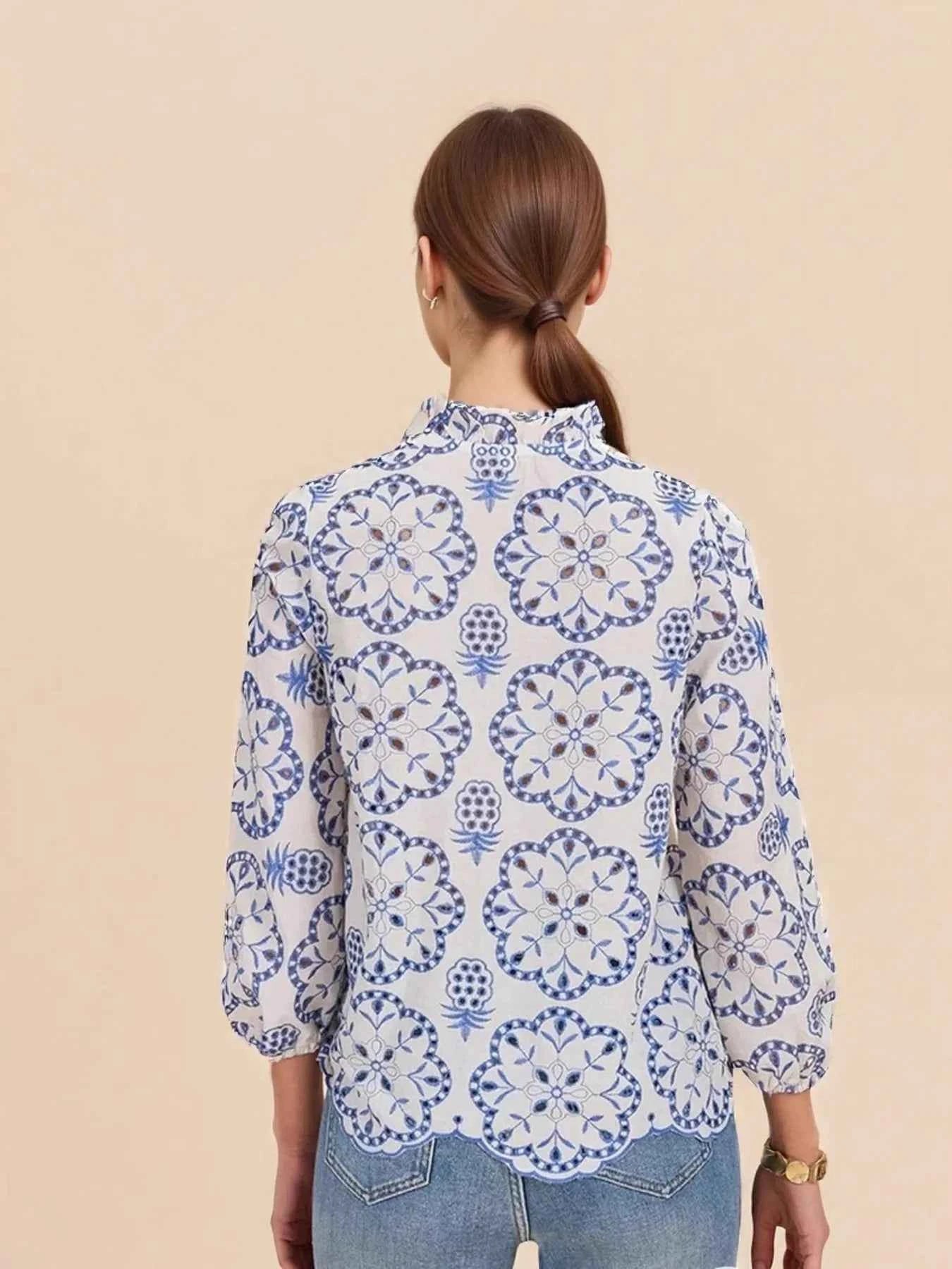 Eyelet Embroidered Long Sleeve Shirt e33eabbc01ff44c4b3607c3654e15714-Max-Origin