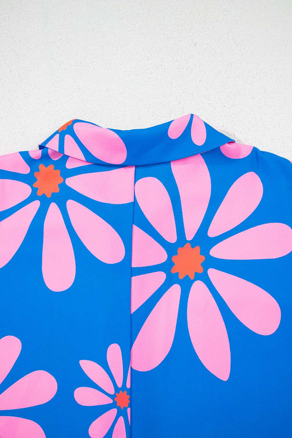 Blue Summer Flower Print Shirt Collar Loose Romper e344986dd915b006-_7