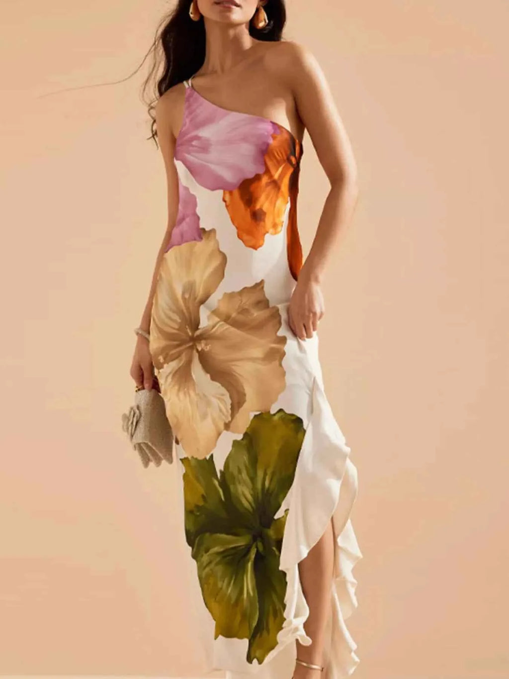 Floral Print Single Shoulder Maxi Dress Floral e353deca-a146-4956-a453-f75f2e9cfb4e-Max-Origin
