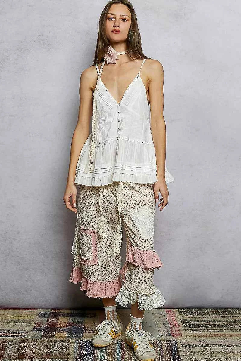 POL Button Front V-Neck Ruffled Cami with Pintuck Accents e3573dc5-f668-46c7-9a99-641c020a228e-Max-Origin
