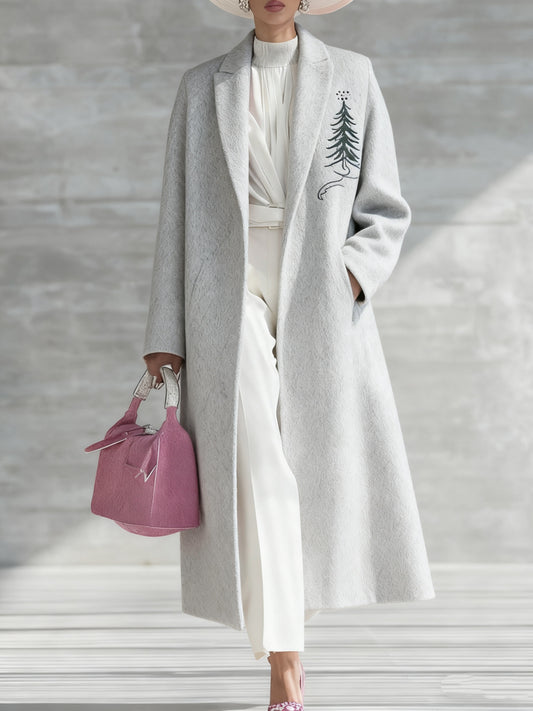 Women's Loose-fitting Long Gradient Coat With Lapel Light gray e3578dd7-1d76-4644-bc5c-6672648d0b84