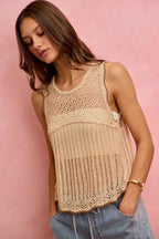 SO ME Crochet Lace Light Weight Sweater Vest e35dc50f7bce42a2be690a05e579e159-Max