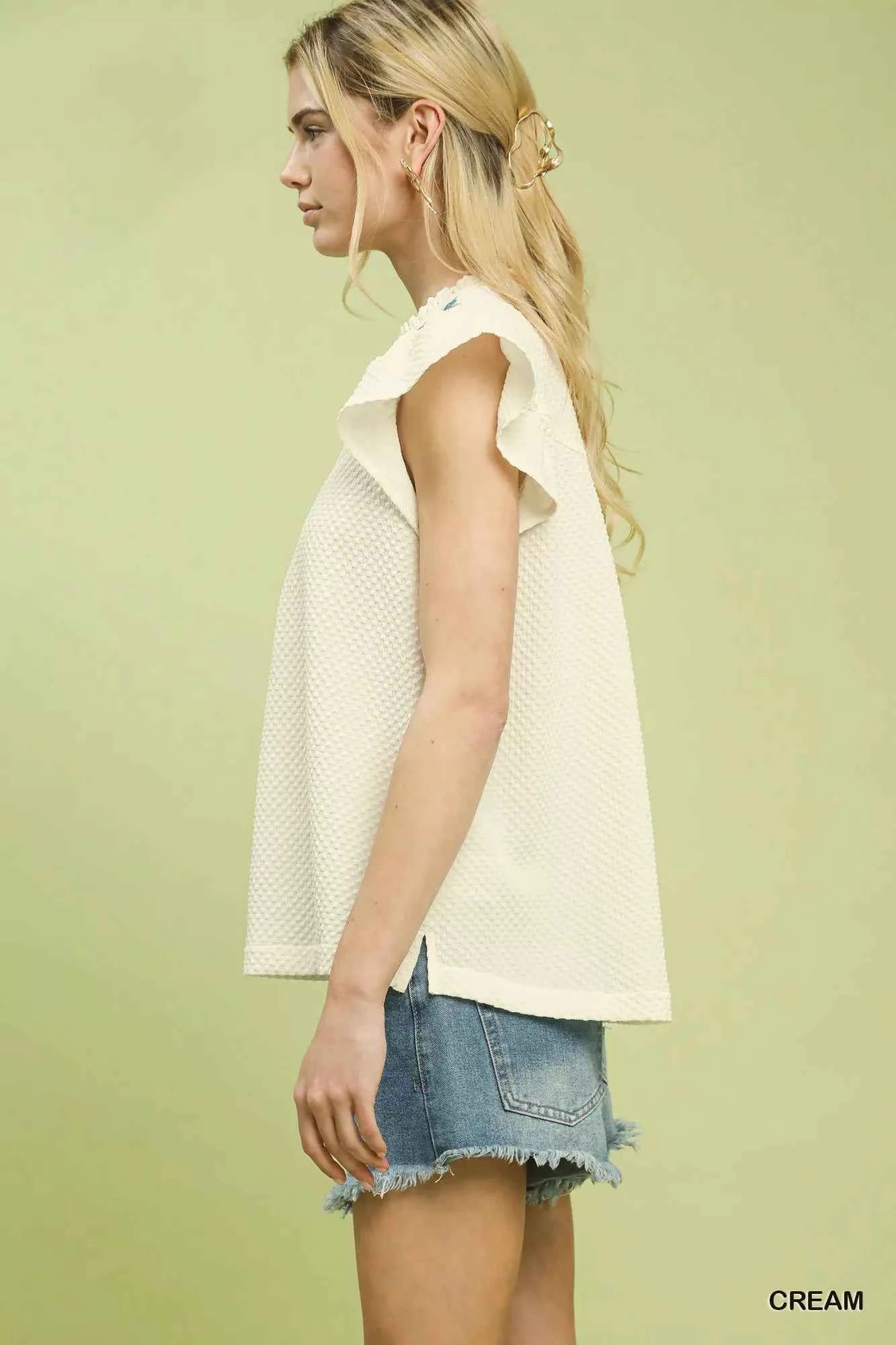 Umgee Embroidered Flutter Sleeve Blouse e36d056b-4edf-44e8-88cc-970f2f5e3096-Max-Origin