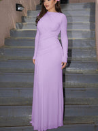 Ruched Long Sleeve Mermaid Maxi Dress e377bcb5-d5d7-4b25-bbc2-3371443d5b86-Max