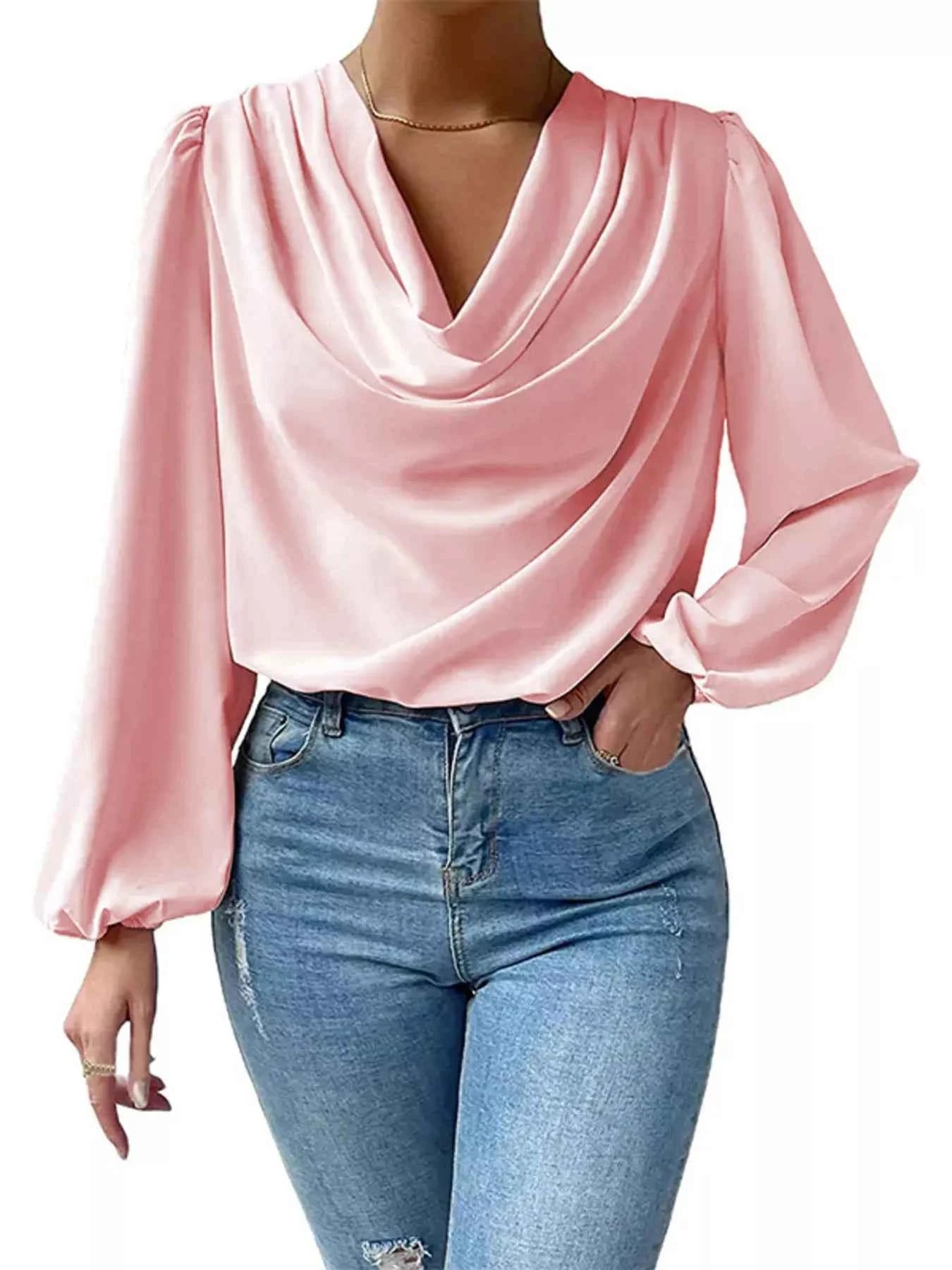 Full Size Cowl Neck Balloon Sleeve Blouse Plus Size Pink e384f0984bea468c808dd59429a14fa1-Max-Origin