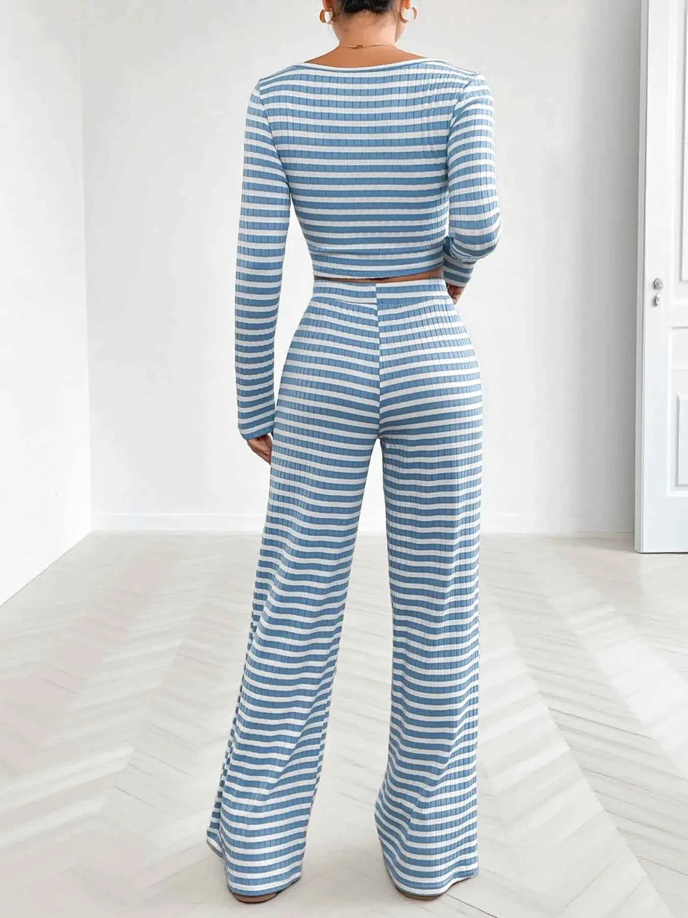 Striped Square Neck Long Sleeve Top and Pants Lounge Set e3864ea1e46c4d4c860695faafd67228-Max-Origin