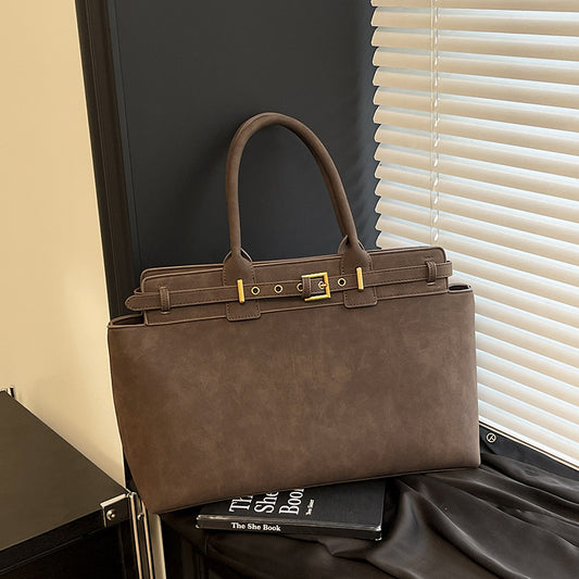 Large-capacity New Matte Vintage Shoulder Tote Bag Coffee e3934a9f-f7ac-4c79-ab05-f9e6a205f215