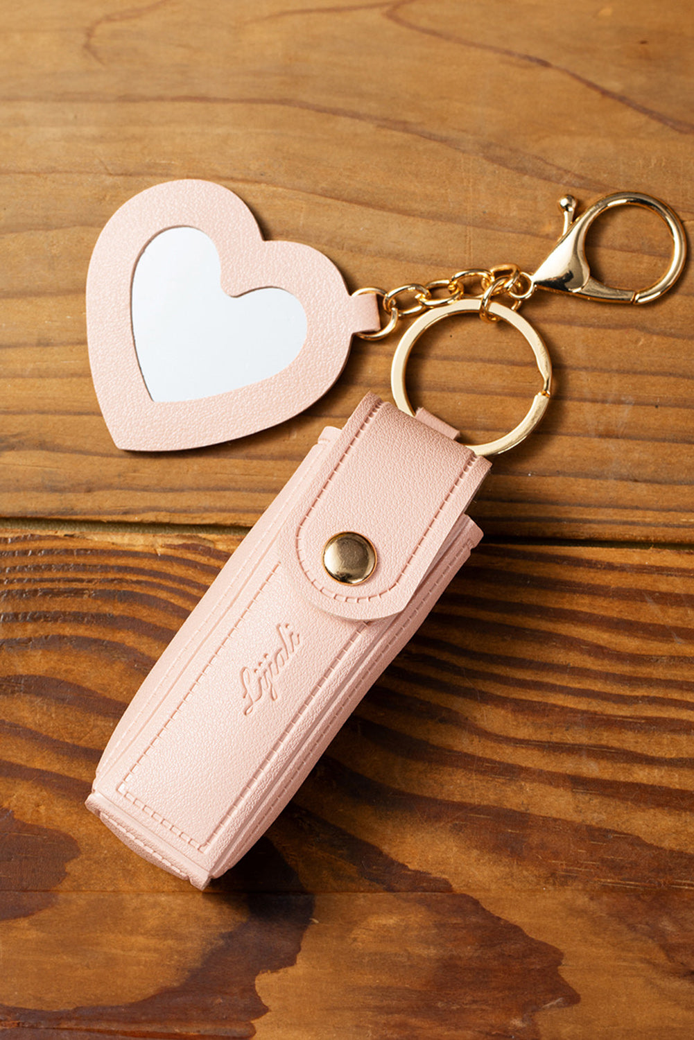 Apricot Pink Portable Lipstick Pocket Heart Decoration Keychain e398c55121a0e1bd