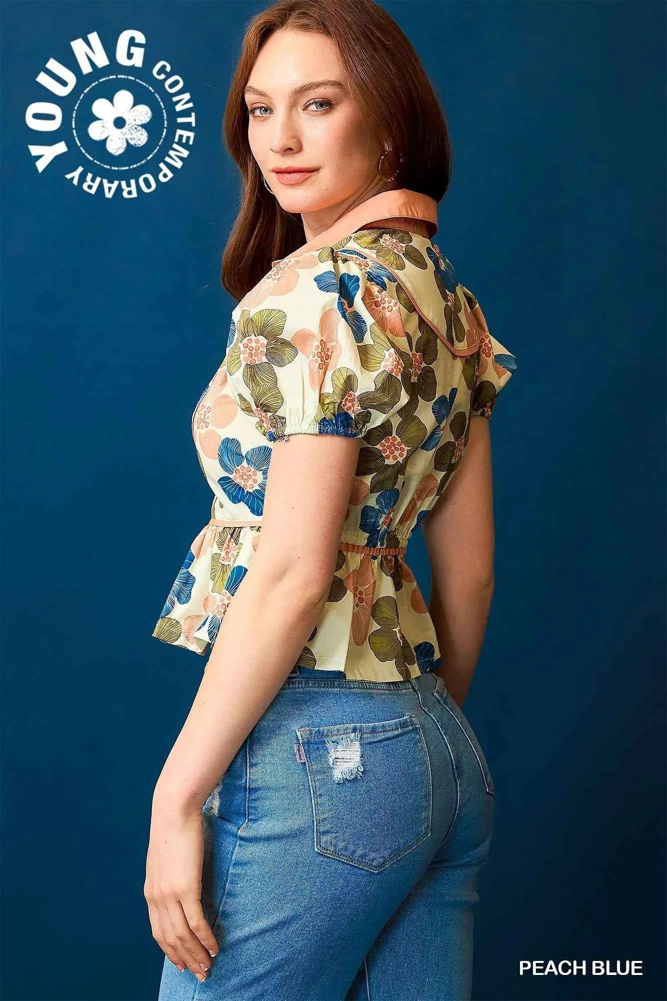 Umgee Floral Print Puff Sleeve Cropped Blouse e3a0acf9-8d7b-4a2f-9f82-4bf4cdfc3583-Max-Origin