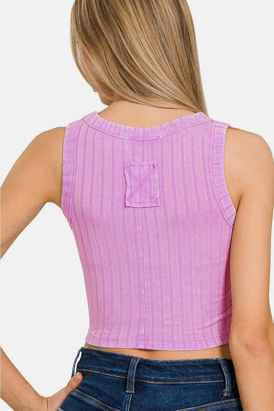 Zenana Ribbed Round Neck Cropped Tank e3a629ed-bc97-4a3f-a1a1-1f419589e16d-Max