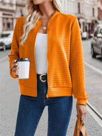 Textured Zip-Up Long Sleeve Jacket e3a9089f5121492188d4731fc80e468e-Max-Origin