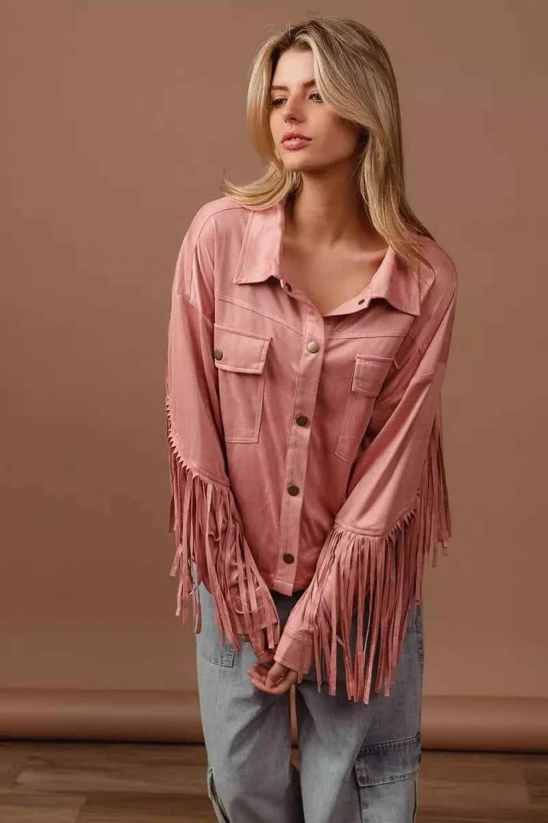 BiBi Suede Fringe Long Sleeve Jacket e3b8bd4b-9b0c-48c8-a2b1-fc38b9985b8a-Max-Origin