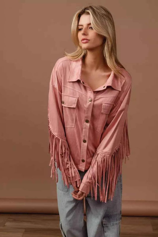 BiBi Suede Fringe Long Sleeve Jacket e3b8bd4b-9b0c-48c8-a2b1-fc38b9985b8a-Max-Origin