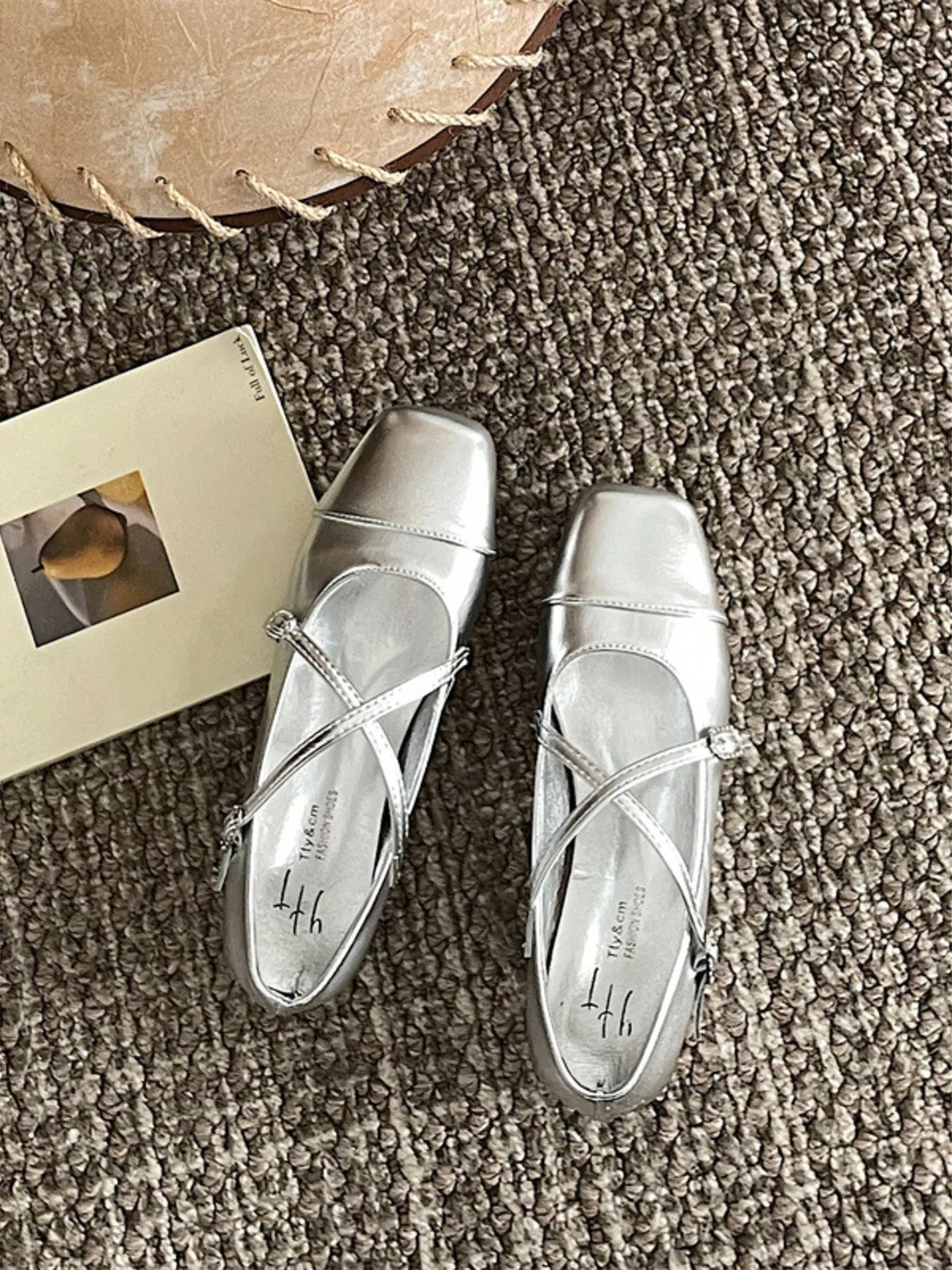 Crisscross Buckle Square Toe Mary Jane Loafers Silver e3ba83d9a7b44280800488059edc5fd4-Max-Origin