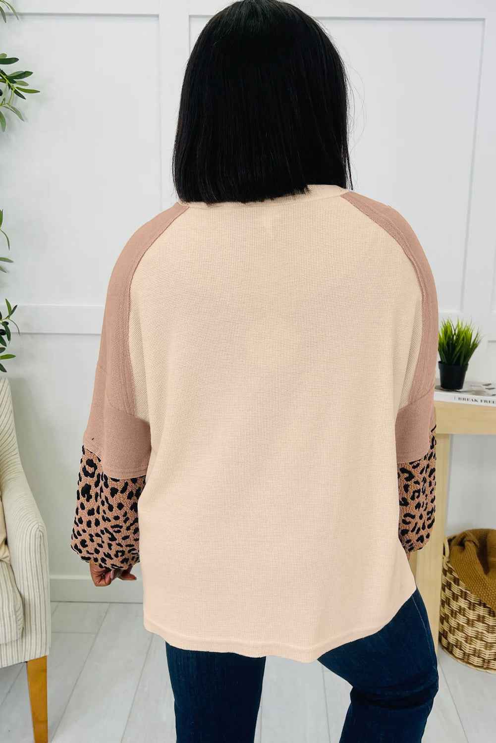 Light French Beige Star Leopard Patchwork Sweatshirt e3bbe45dcf177983
