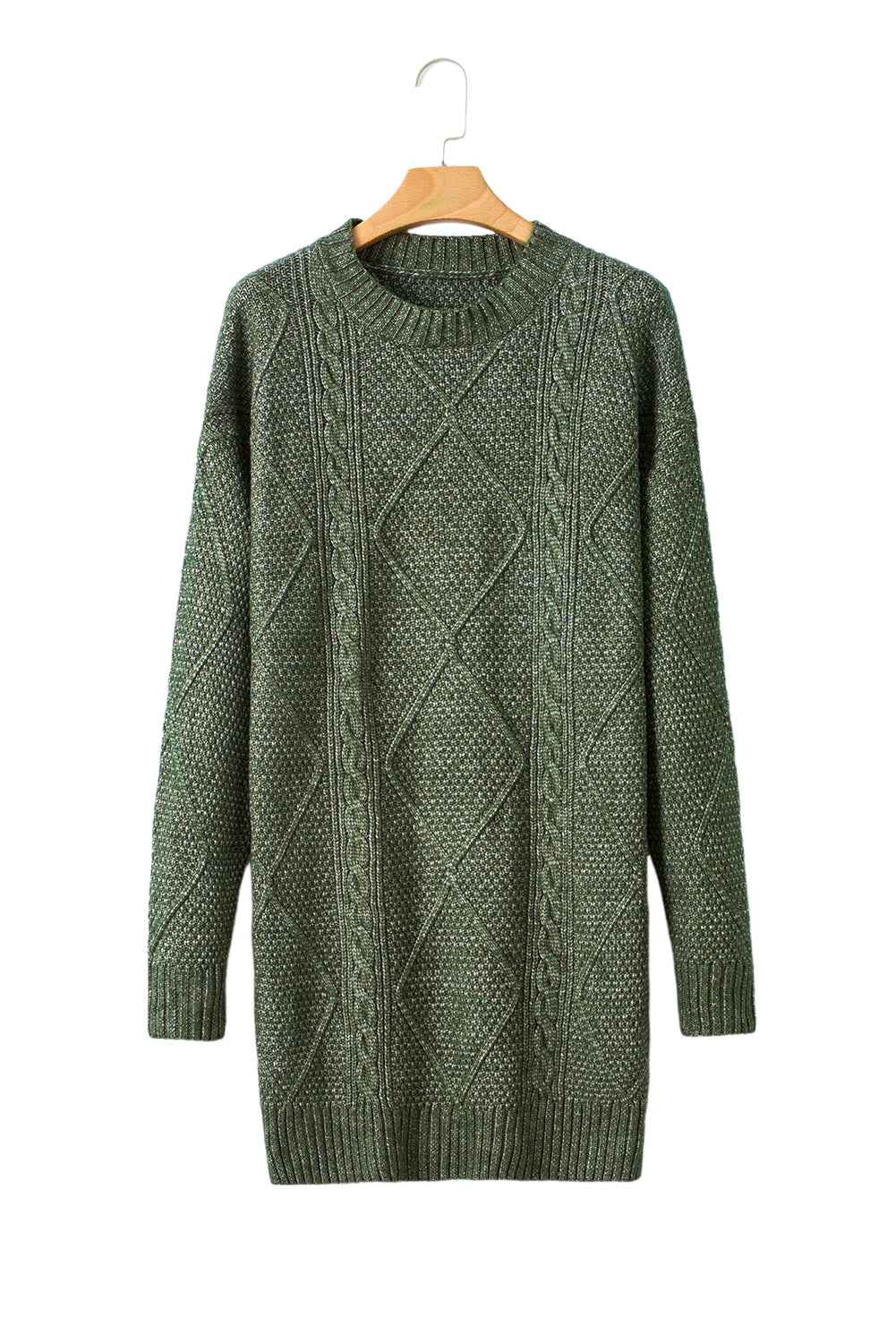Oatmeal Cable Knit Drop Shoulder Loose Fit Sweater Dress e3c8fb41ea0c60ac