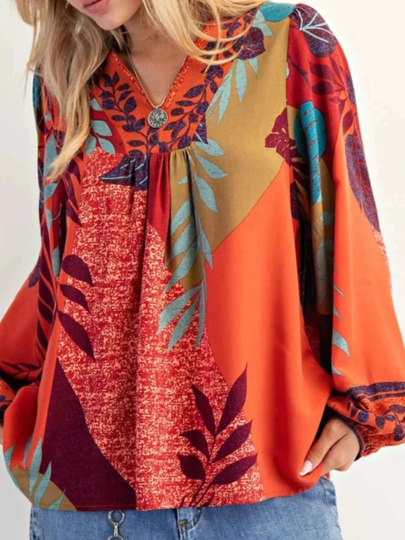 Tropical Print Balloon Sleeve Blouse e3c99d66-a921-4f2c-943b-a76d08060b45-Max-Origin