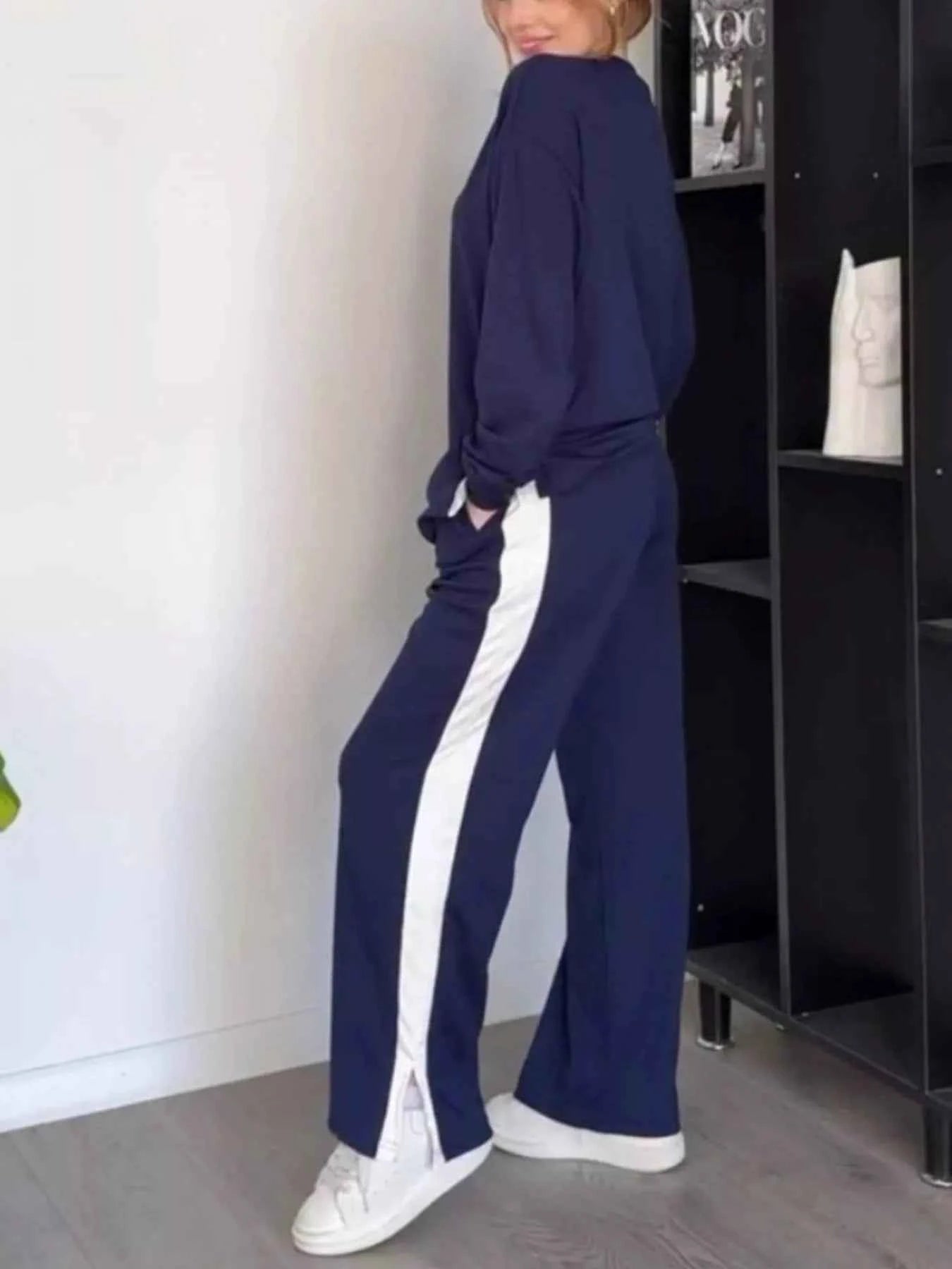 Full Size Contrast Round Neck Top and Pants Set Plus Size e3dc5d94-914f-486f-9ac7-26ce87f5e361-Max-Origin