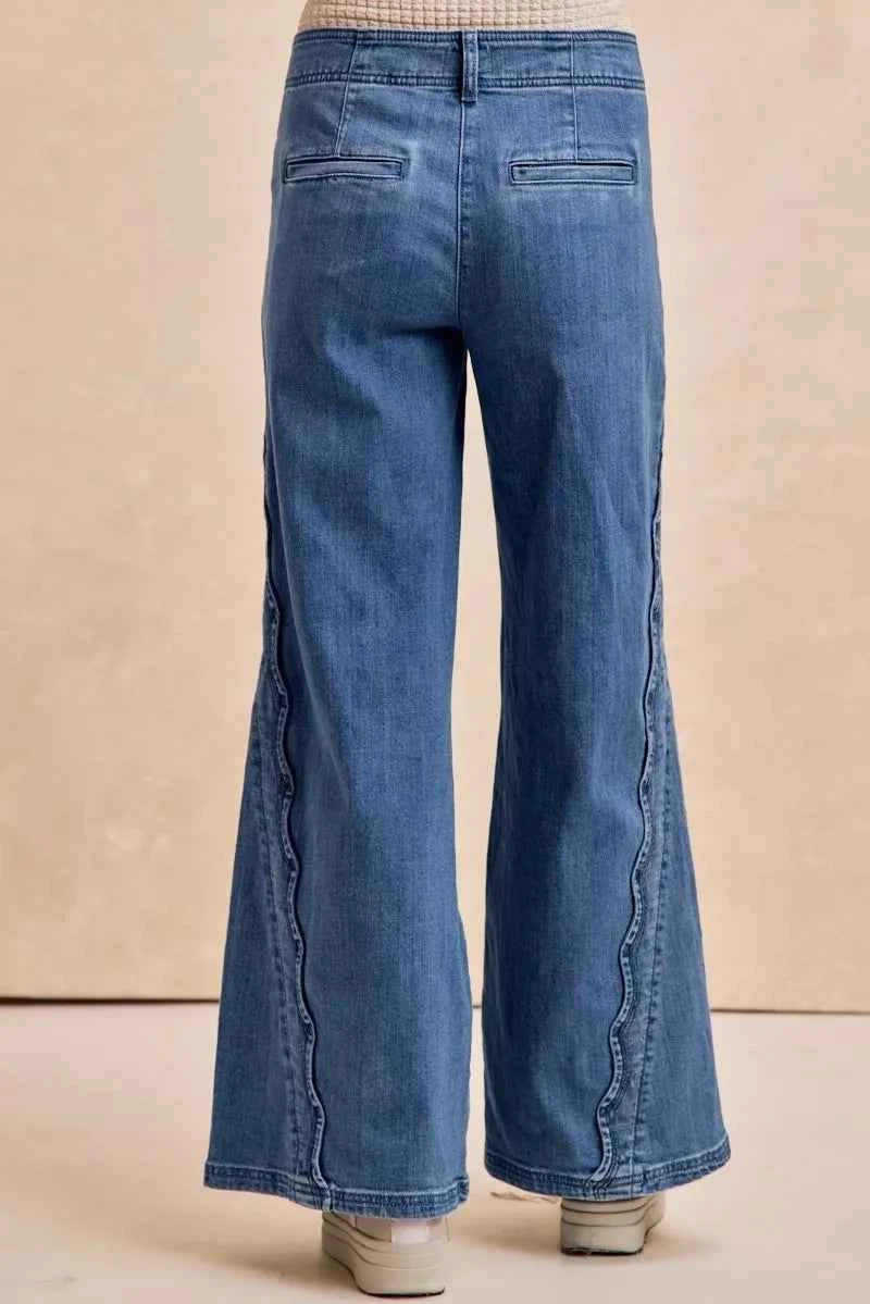 BiBi Wavy Side Edge Detail Lined Wide Leg Jeans e3dfc458038c445697230671892c6d5c-Max-Origin