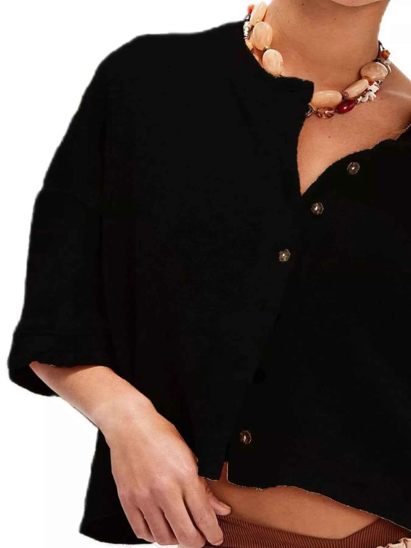 Button-Front Half Sleeve Cardigan e3ebde96-381f-4f6e-9e7e-dfb0ce355a88-Max-Origin
