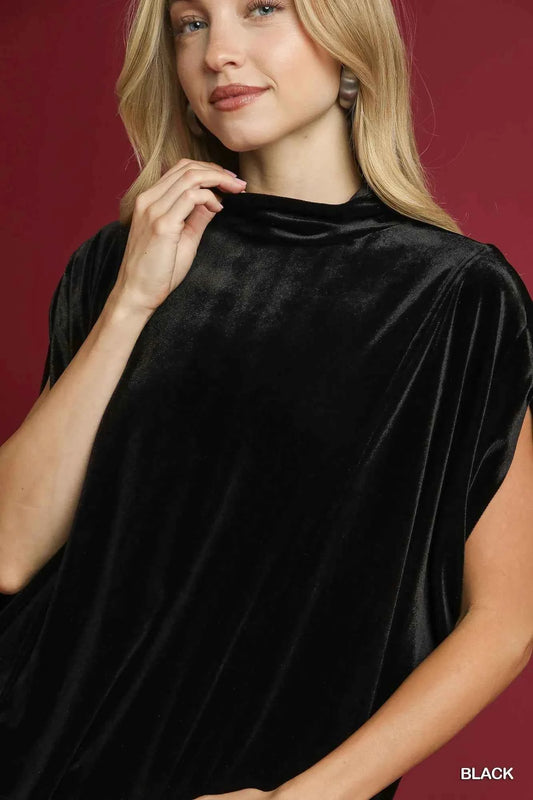 Velvet Mock Neck Sleeveless Blouse e3f85df2-ae14-475c-bdf0-a8672eb35261-Max-Origin