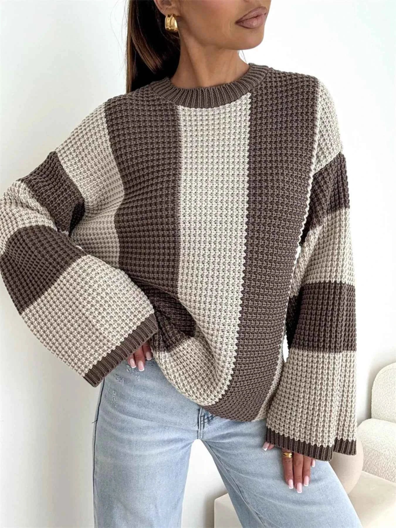 Color Block Long Sleeve Sweater e40faa80d38c4fe2b59e5d42c50d89b7-Max-Origin