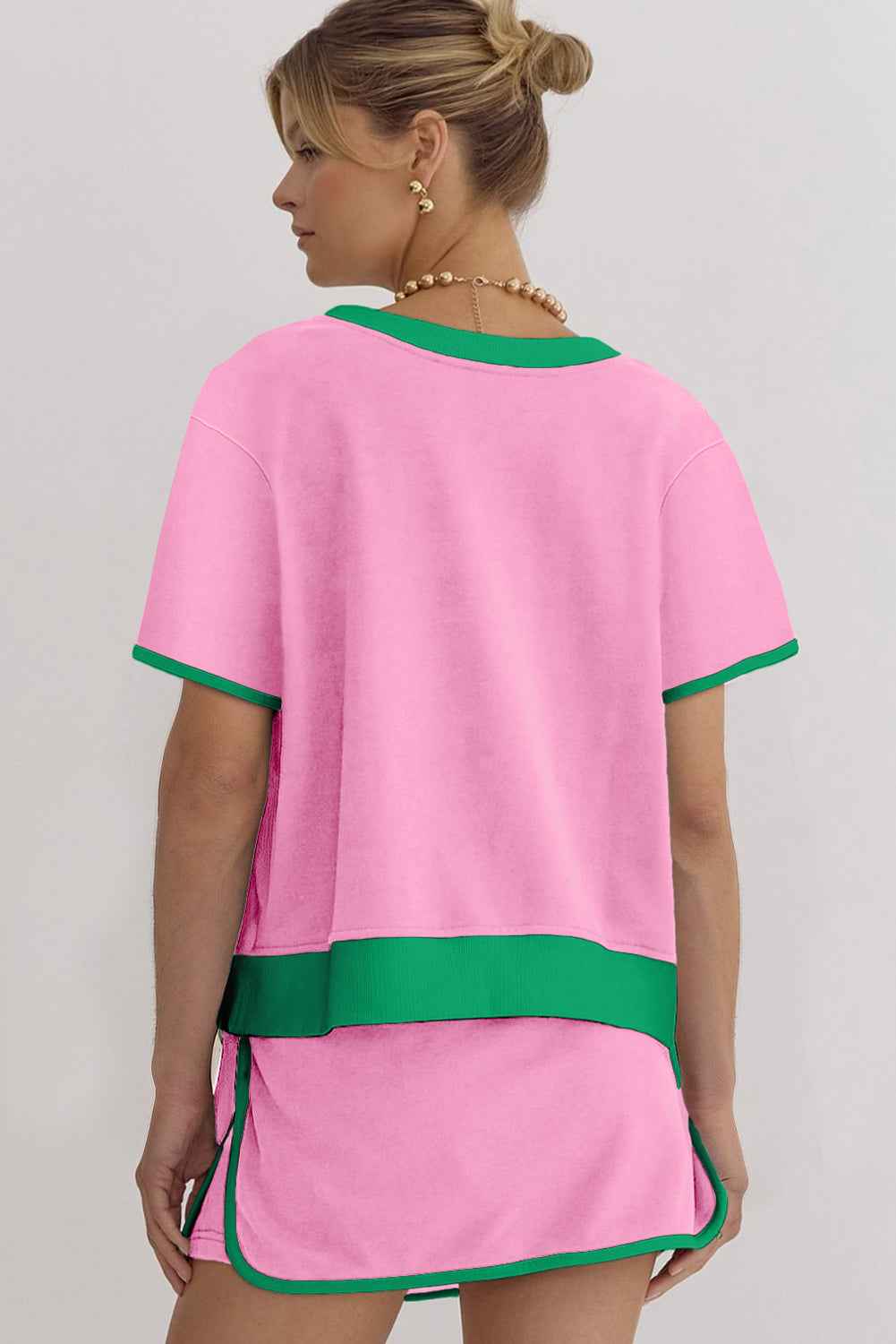 Black Colorblock Edge Drop Shoulder T Shirt and Skort Set e417eeb98532f450