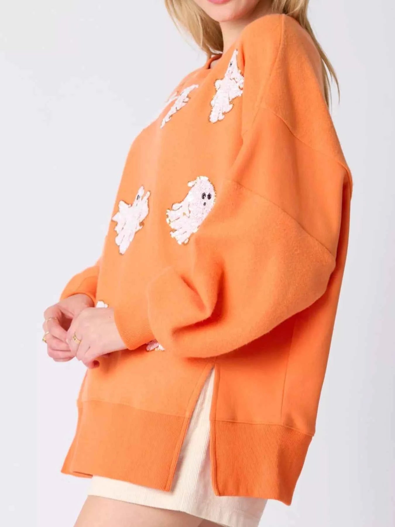 Halloween Sequin Ghost Oversized Sweatshirt e4183ba4-fc6f-4c65-924a-258c383733bd-Max-Origin