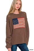 Zenana American Flag Crew Neck Sweater BROWN e41da49cc561407088ce0e85e7b0dbf0-Max-Origin