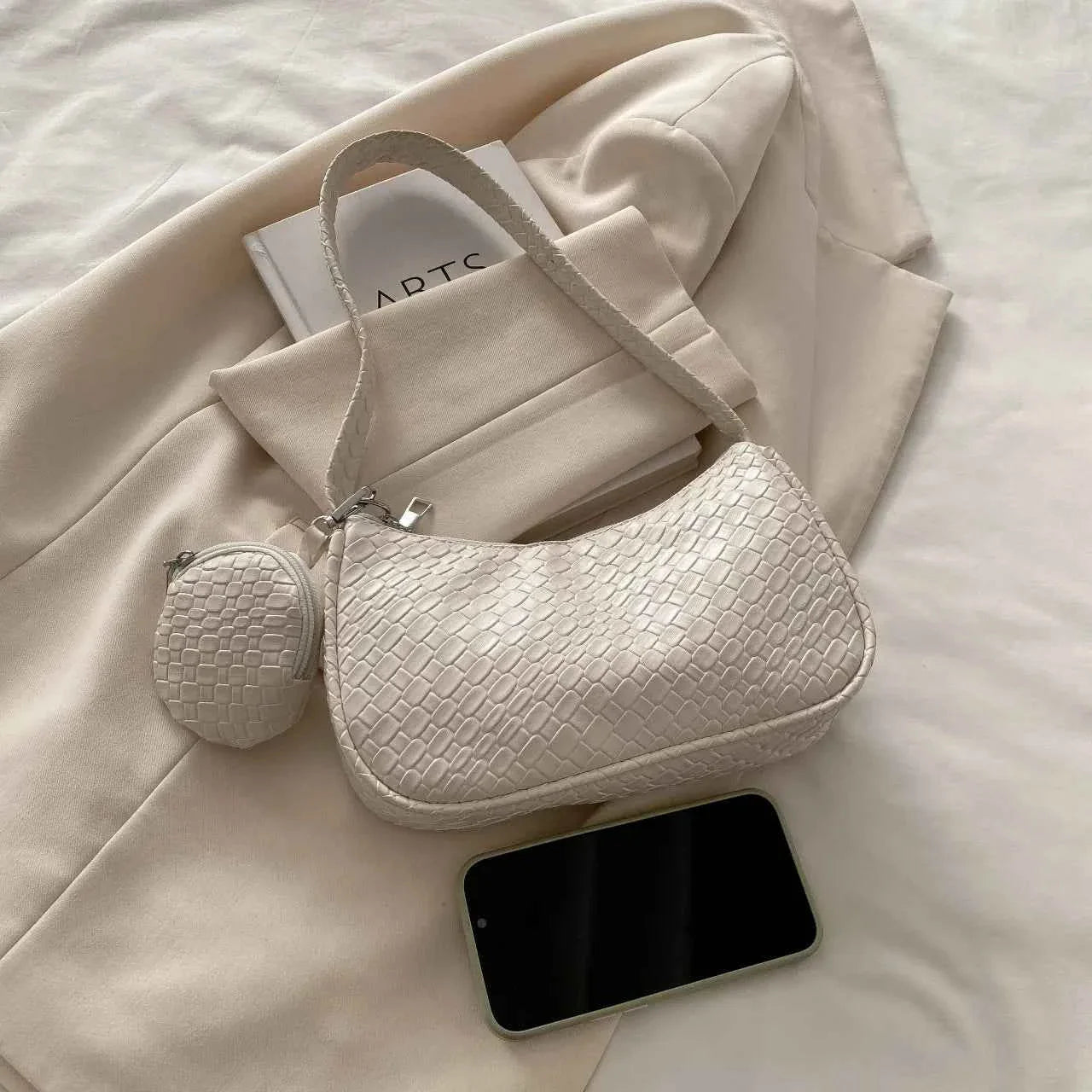Textured Shoulder Bag with Pouch e4226b3c6208491dbf8adf19e094f3a8-Max-Origin