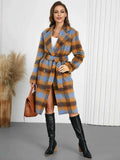 Tied Plaid Collared Neck Coat Light Blue e4270bf5-ebed-4add-846b-0827d1416e13-Max