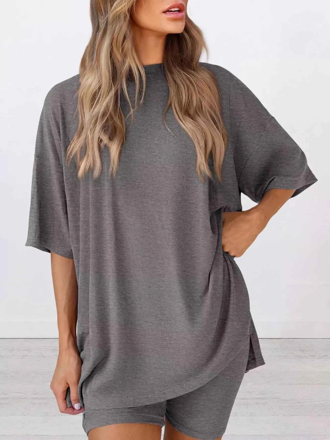 Full Size Relaxed Fit Round Neck Top and Shorts Two-Piece Set Plus Size Dark Gray e430a1e7-d45a-49e3-9eda-c3701ce05ce4-Max-Origin