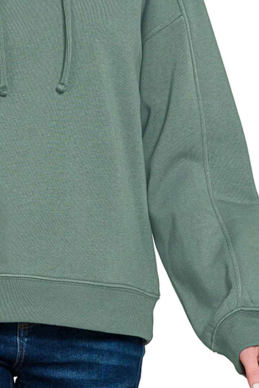 Zenana Drawstring Relaxed Fit Fleece Hoodie