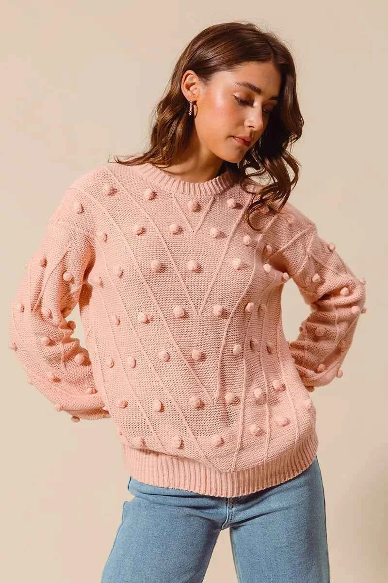 Pom Pom Textured Knit Sweater Top e442b5d25512405891c47ddda1a56701-Max-Origin