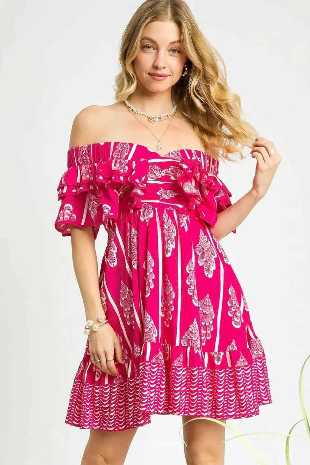 Umgee Off-Shoulder Paisley Print Ruffled Mini Dress e44da015-5b9b-4388-94b5-9998542638f6-Max-Origin