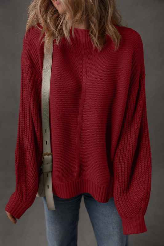 Natalia Drop Shoulder Loose Sweater Red Dahlia e458be00-972d-4183-896a-affaa3b18c87