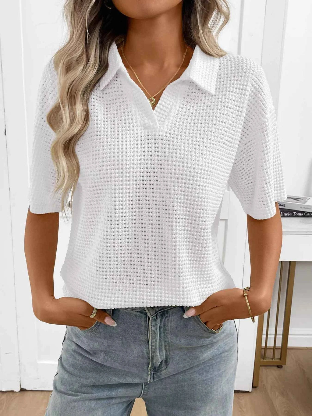 Striped Knit Short Sleeve Top e4651f6982dd432f8b291894339f9008-Max-Origin