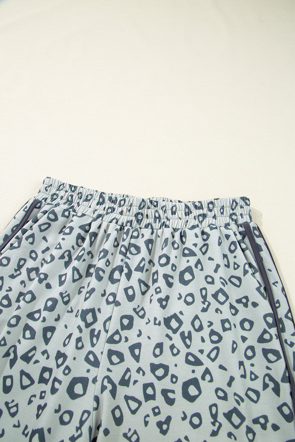 Khaki Leopard Print High Rise Knot Side Pants e466c73c197db966