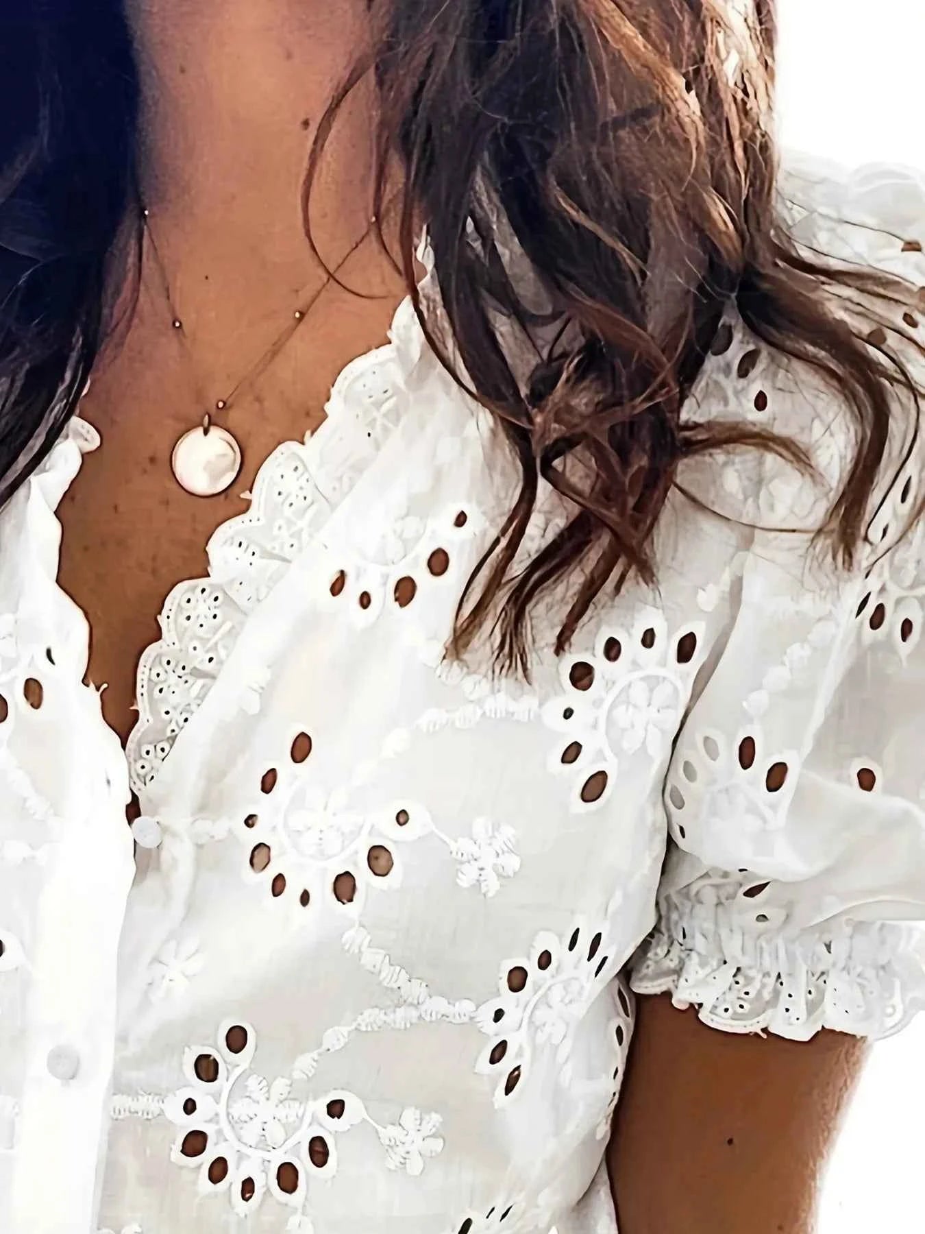 Eyelet Embroidered Short Sleeve Shirt e468f5e761cf40018c1c9b2b6cccf08e-Max-Origin