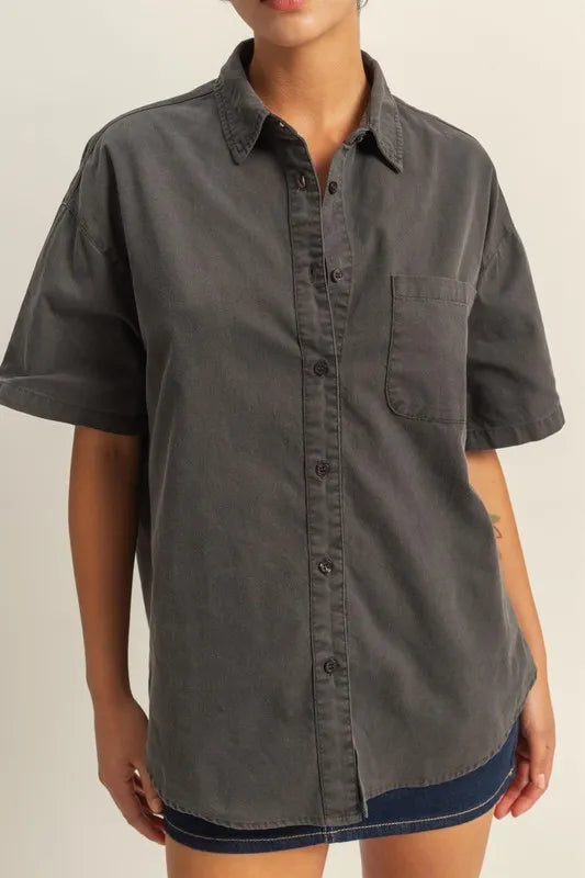 Short Sleeve Button Down Oversized Shirt e469229b7c3a40f0a14ff30f55759268-Max-Origin