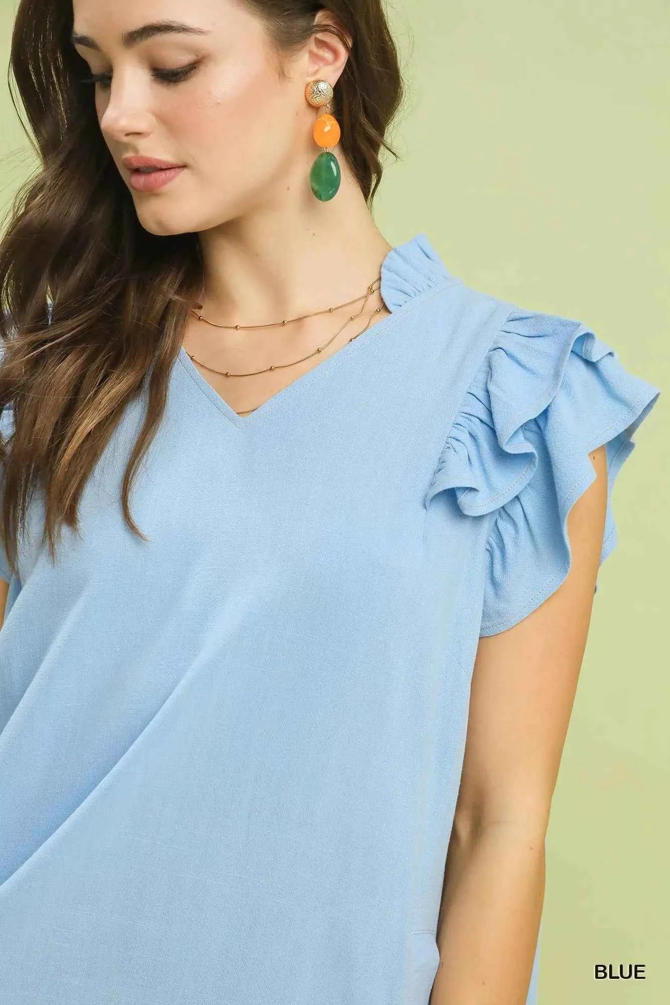 Umgee Linen Flutter Sleeve Shift Dress with Pockets e46d94f4-5154-404b-a178-064eacea5515-Max-Origin
