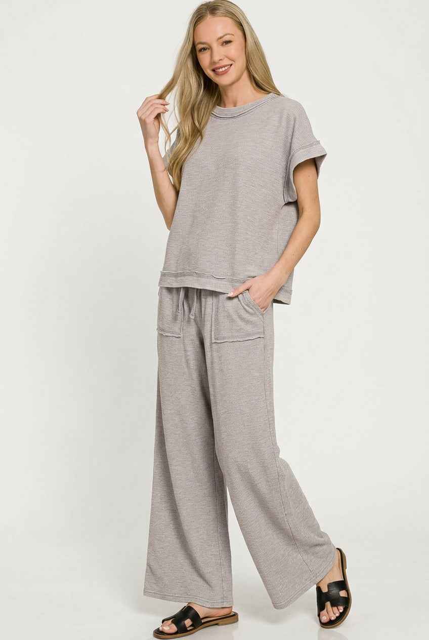Zenana Washed Slub Short Sleeve Tee & Long Pants Set e4739f51-fea9-4eee-93dd-e357a9f326f5-Max