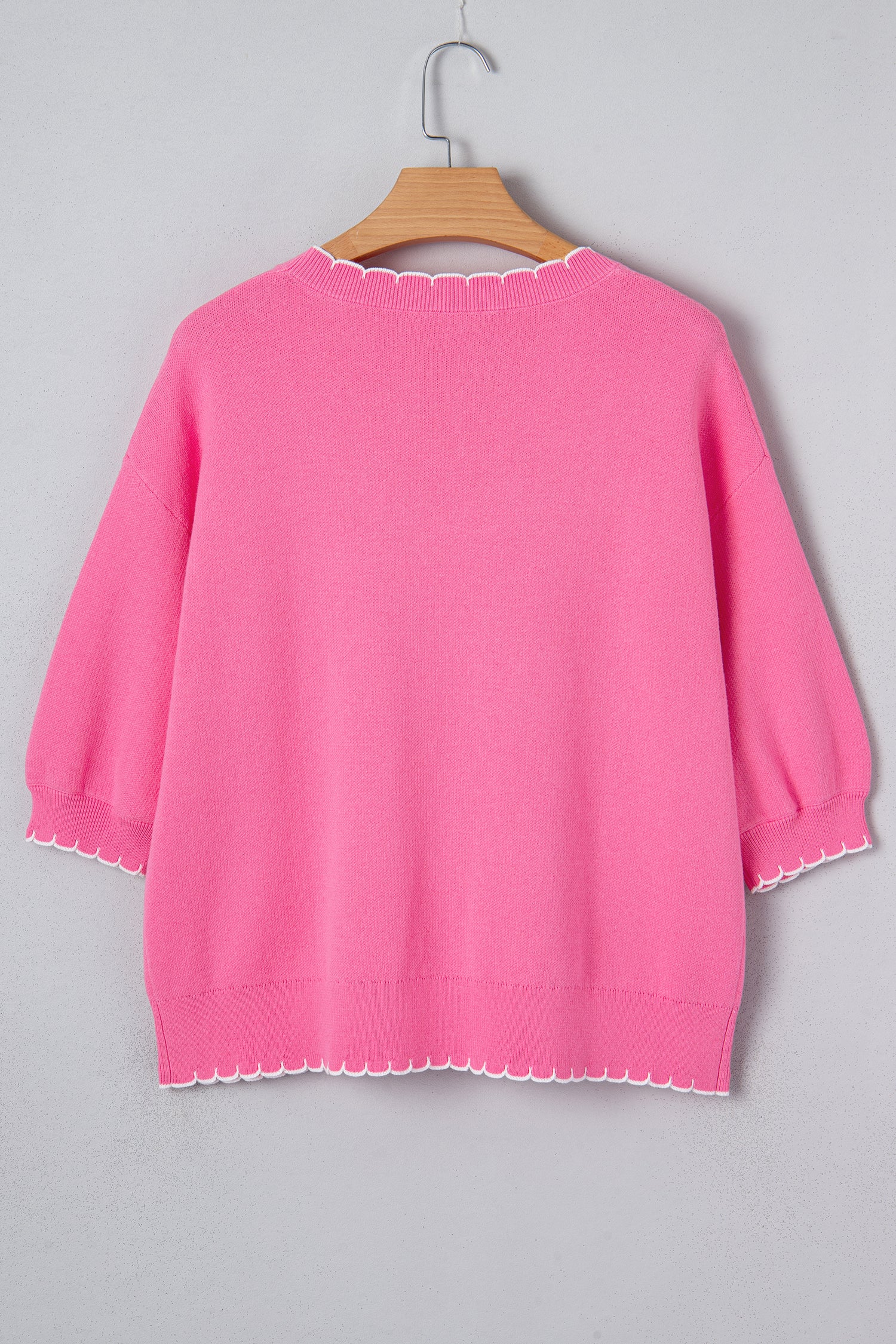 Sachet Pink Big Ribbon Bow Print Contrast Stitch Trim Drop Shoulder Sweater e474b5110ef792fd
