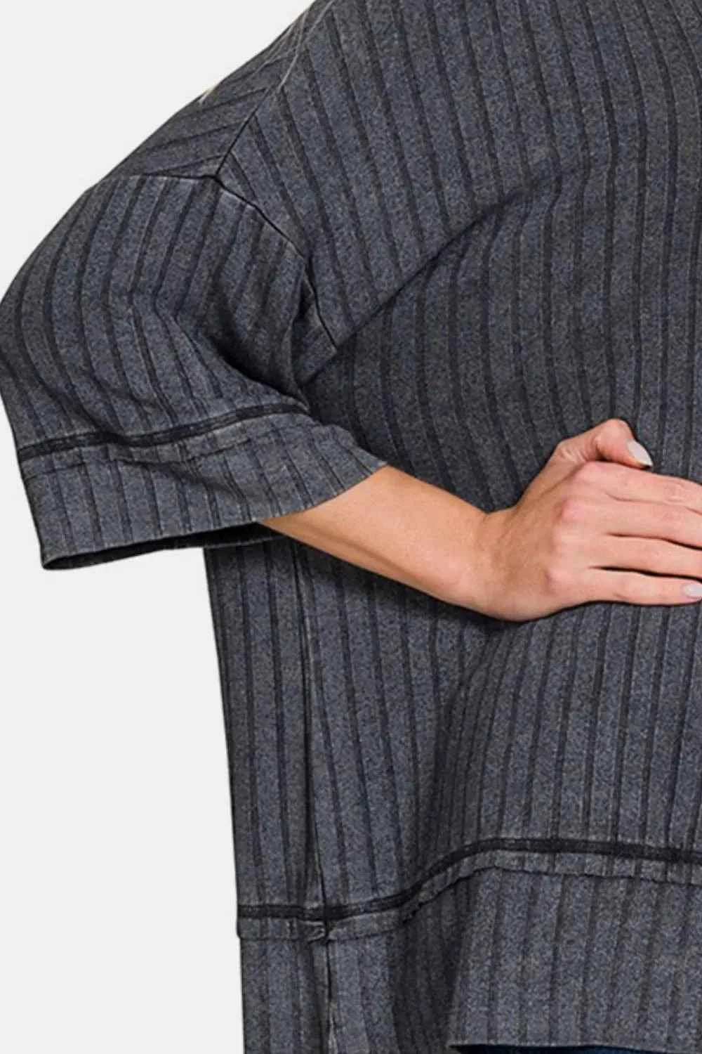 Zenana Washed Ribbed Drop Shoulder Half Sleeve Top e476cdfd-202e-4325-a164-be8bb11e11e9-Max